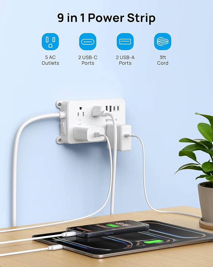 TROND Power Strip Surge Protector 3ft, Wall Mountable, ETL Listed | 5 - Image 2