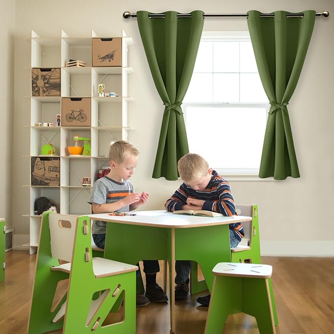 Blackout Curtains for Bedroom, Olive Green, 38 x 54 Inch 2 Panels | Light - Image 6
