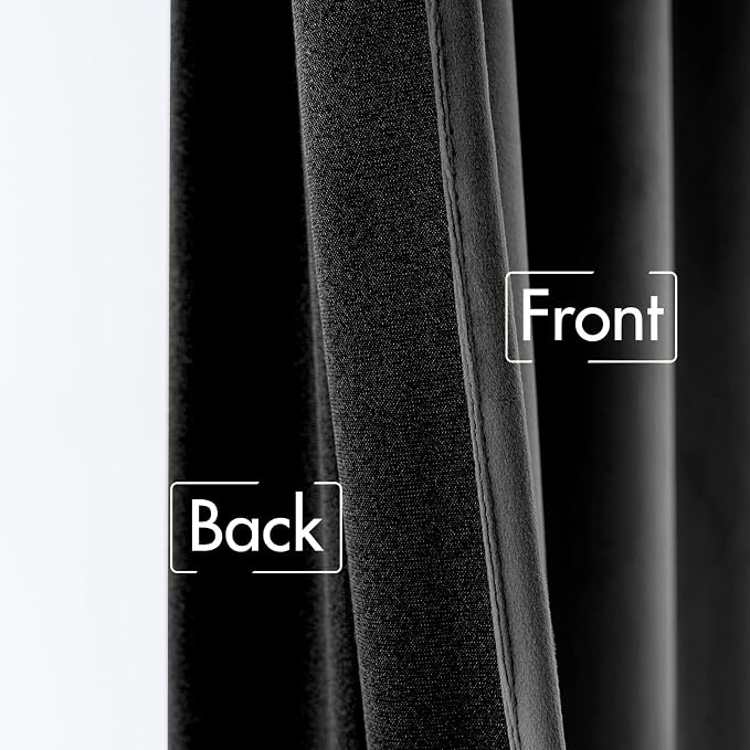 MIULEE Black Velvet Curtains 52x96 inches 2 Panels Luxury Blackout Curtains | - Image 6