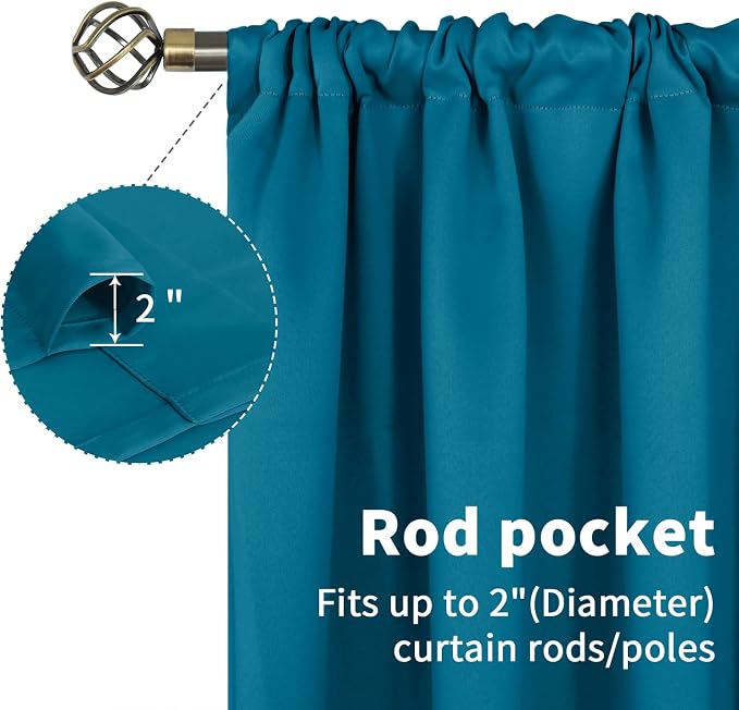 BGment Teal Blue Blackout Curtains 40 Inch Long - Image 3