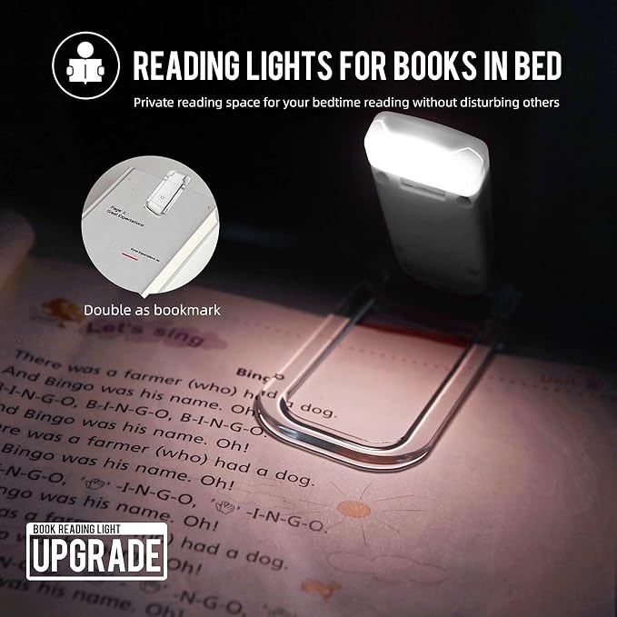 EGWASER Book Reading Light, Portable USB Rechargeable LED Clip on Book Lights - Image 2
