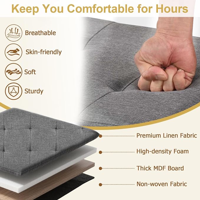 43" Folding Storage Ottoman Bench, End of Bed Foot Rest Stool - Image 4