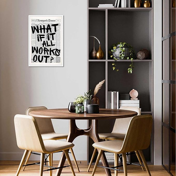 Retro Black And White Newspaper Poster What If It All Works Out Canvas Wall Art - Image 7