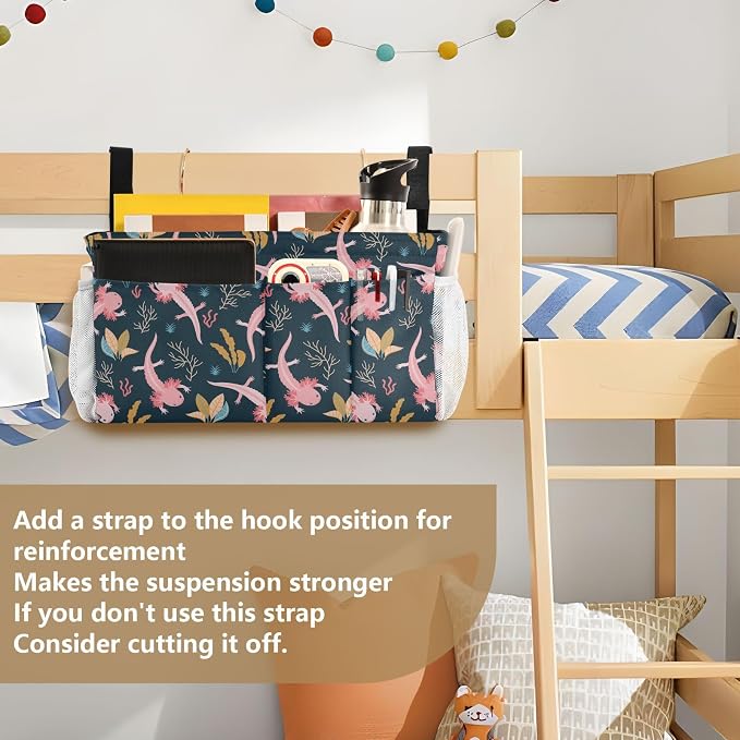 Axolotls tag8 Bedside Caddy Storage Bag Bedside Organizer - Image 6