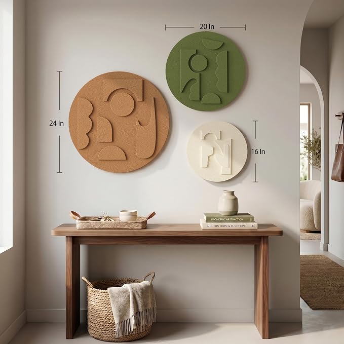 3D Textured Round Abstract Wall Art Set, 3-Piece Modern Minimalist Boho - Image 6