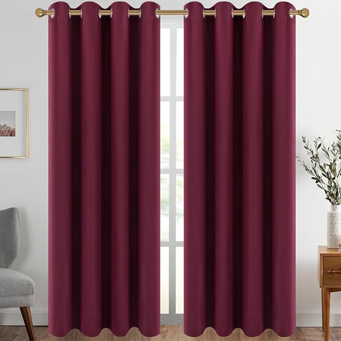 Diraysid Burgundy Red Grommet Blackout Curtains by Diraysid%2C+refresh+your+life