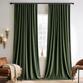 MIULEE Olive Green Velvet Pinch Pleat Blackout Curtains W52 X L96 Inches | 2 by MIULEE