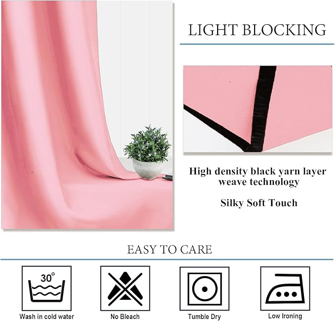 Diraysid Pink Grommet Blackout Curtains - Image 6