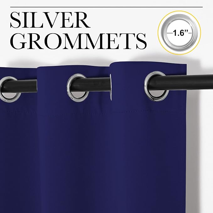 NICETOWN Navy Blue Blackout Curtains 86 inches Length - Image 2