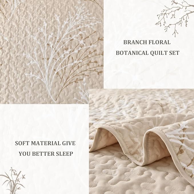 DJY Beige Quilt Set Queen Size - Image 5