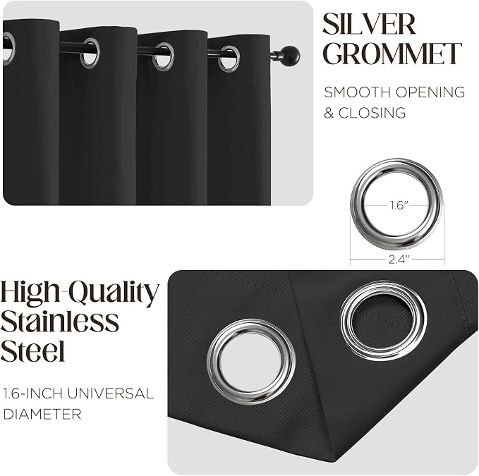 CUCRAF Blackout Curtains for Bedroom, Thermal Insulated Room Darkening Grommet - Image 2