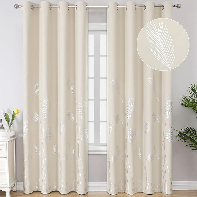 Cream Beige Room Darkening Curtains 90 Inches Long by ESTELARTEXTILER