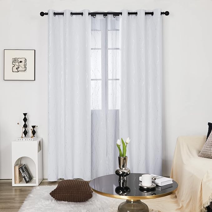 Deconovo Living Room Curtains 95 Inches Long, Thermal Insulated, Room Darkening - Image 2