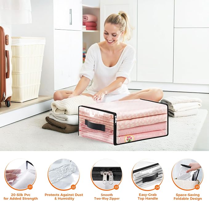 SpaceWhisper Clear Sheet Storage Bags, 6 Pack, 17.7 x 15.7 x 7.9 in | Sheet - Image 3