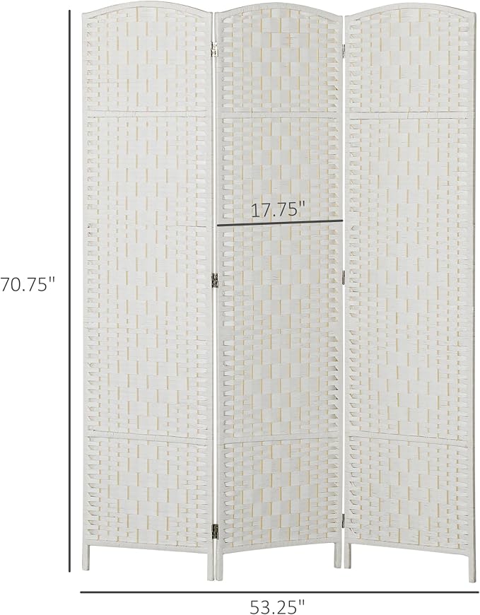 HOMCOM Room Divider 3-Panel, 6FT-Tall Folding Privacy Screen, Hand-Woven Design - Image 7