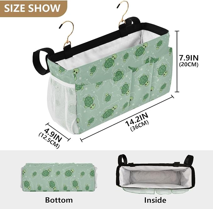 Cute Turtle tag8 Bedside Caddy Storage Bag Bedside Organizer - Image 4
