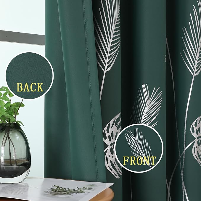 Green Blackout Curtains for Living Room 72 Inch Length 2 Panels Set, Room - Image 3