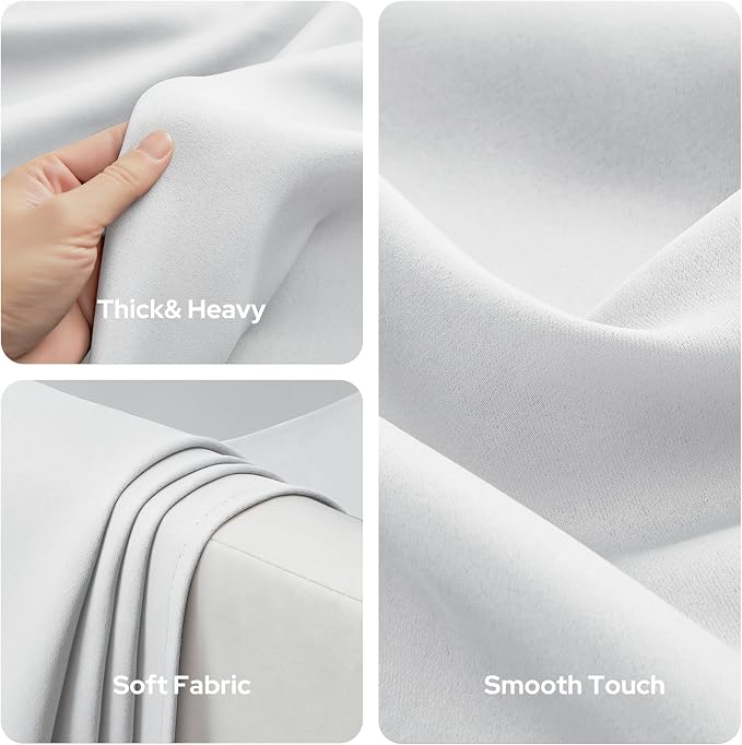 HOMEIDEAS Greyish White Blackout Curtains - Image 5