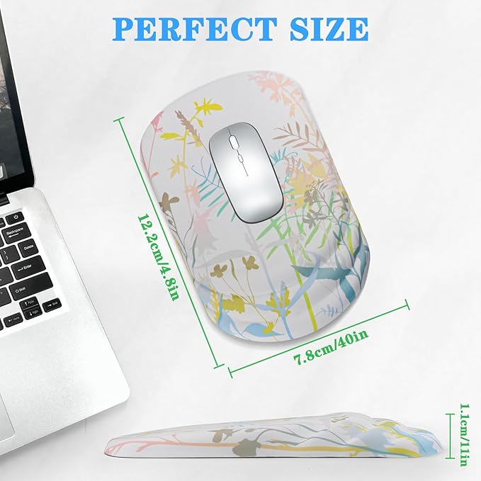 Mouse Pad Wrist Wrist Rest, Comfortable Memory Foam Wrist Rest, Non-Slip PU Base, Ergonomic Wrist Support and Arm Rests for Gaming, Office, Computer Use, Relieve Typing Pain (Fresh Leaves)