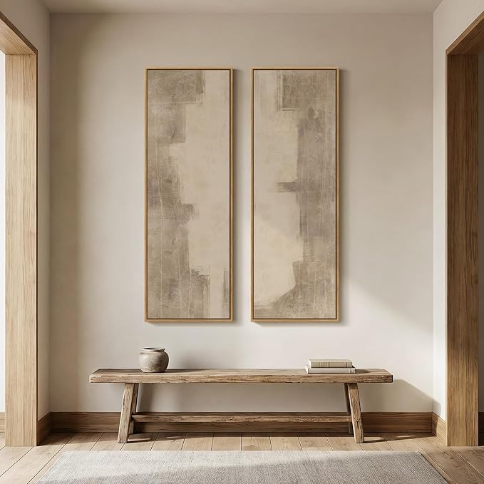 Large Framed Neutral Abstract Long Narrow Wall Art - Image 7