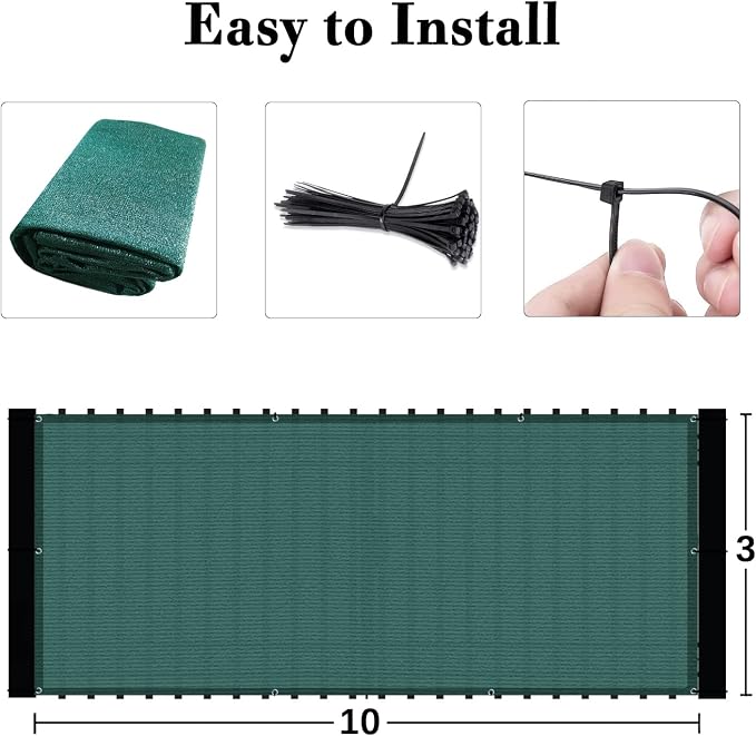 Custom Size 3'x18' Dark Green Balcony Privacy Screen 90% UV Block | Windscreen - Image 3