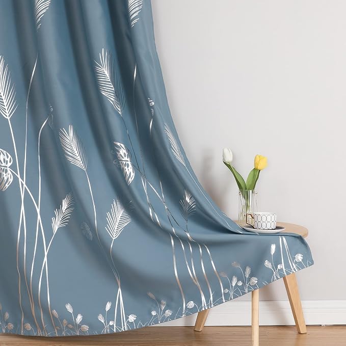 Stone Blue Blackout Curtains for Living Room, Room Darkening Curtains - Image 7