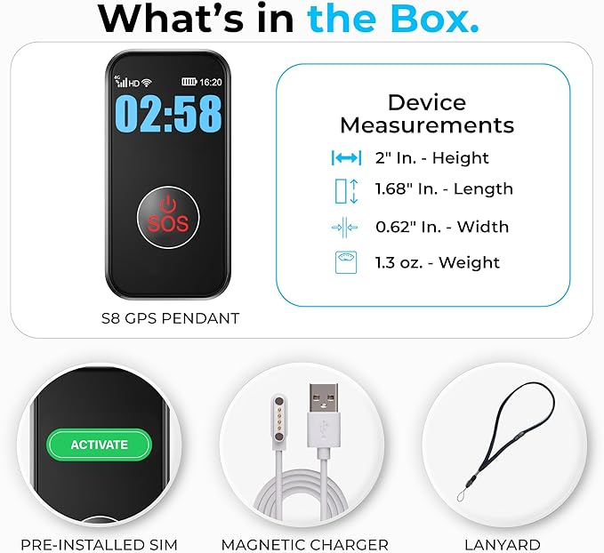 SecuLife New 2026 Fall Alert Device, Medical Alert Pendant with for Seniors, SOS Call, GPS Tracking & Reminders – Wearable Emergency Necklace for Elderly, Waterproof, 2-Way Calling, Panic Button