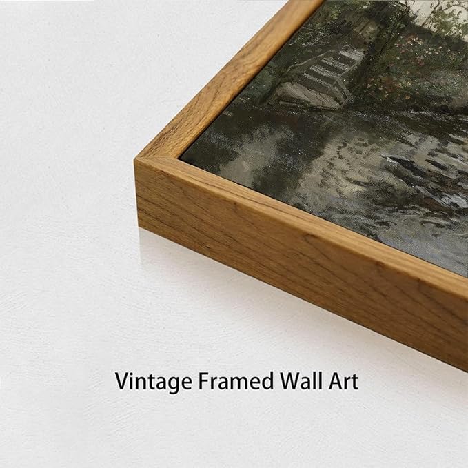 OIQArtOIQ Vintage Landscape Canvas Wall Art Framed Natural Scenery Painting - Image 2