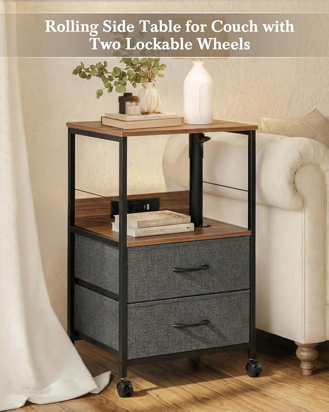 Faesun Swivel Lift Top Nightstand - Image 8