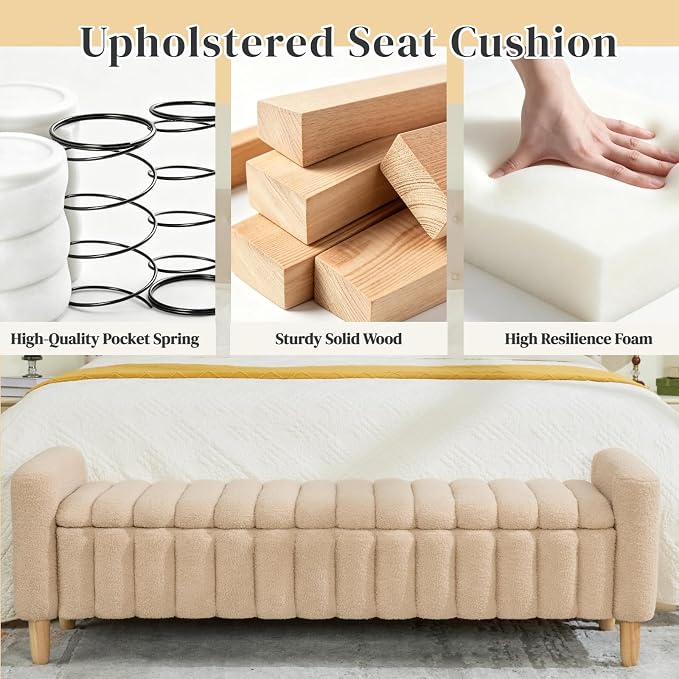 Aoiy & Wifon 63.4" W Large Storage Ottoman Bench, King Size End of Bed Storage - Image 4