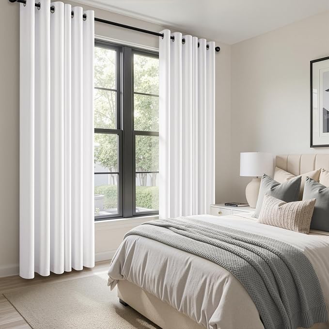 Pure White Blackout Curtains for Bedroom Living Room W40 x L84 Inch | 84 Inch - Image 6