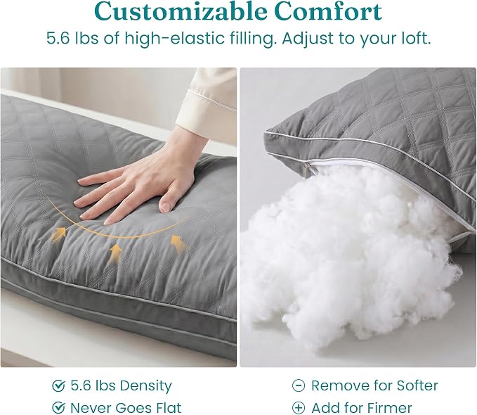 Oubonun Premium Adjustable Loft Quilted Body Pillows - Image 4