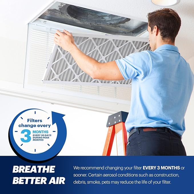 BNX TruFilter 14x25x1 MERV 13 (2-Pack) AC Furnace Air Filter - MADE IN USA - Electrostatic Pleated Air Conditioner HVAC AC Furnace Filters - Removes Pollen, Mold, Bacteria, Smoke