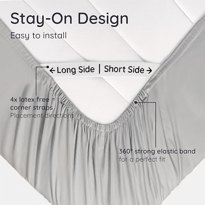 Bambaw 100% Viscose Derived from Bamboo Fitted Sheet King Size, Cooling Fitted Sheets King Size, Gray Fitted Sheet Only, 16’’ Pocket Fitted King Sheet Only, Cooling Mattress Sheets (Moonlight Gray)