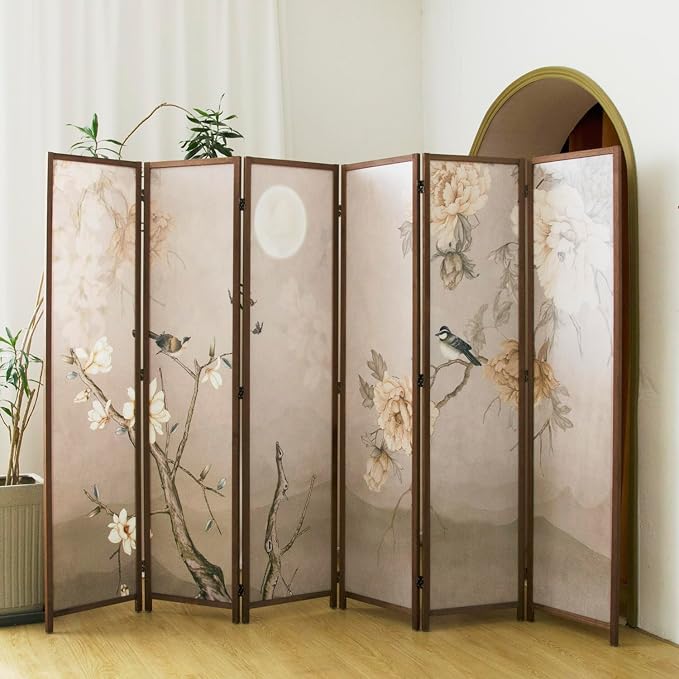 6 Panel Room Divider, 5.6 ft Tall Blackout Folding Privacy Screen - Image 3