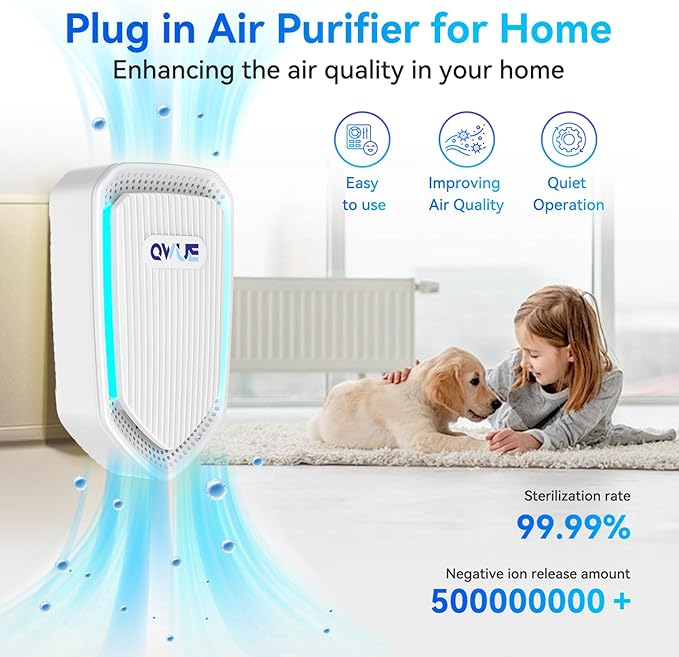 6Pack Air Ionizer Plug In, Filterless Home Negative Air Purifier, Quiet Air Freshener Portable Cleaner for Odors Smoke Dust, Air Purifiers for Home Office, Bedroom, Bathroom