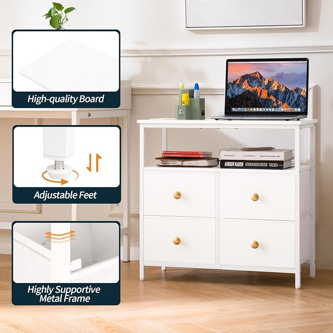 Yoobure Night Stand with Charge Station, Nightstand with 4 Drawers Bedside Table - Image 5
