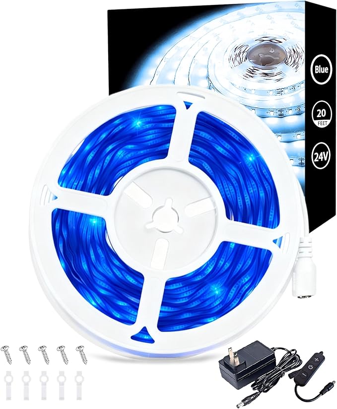 Aalnfe Blue Led Lights Strip Indoor Rope Lights Easy DIY Cuttable Strip Lights for Fish Tank Bar Room Bathroom Living Room Kitchen Ceiling Wall Vanity Mirror Decor