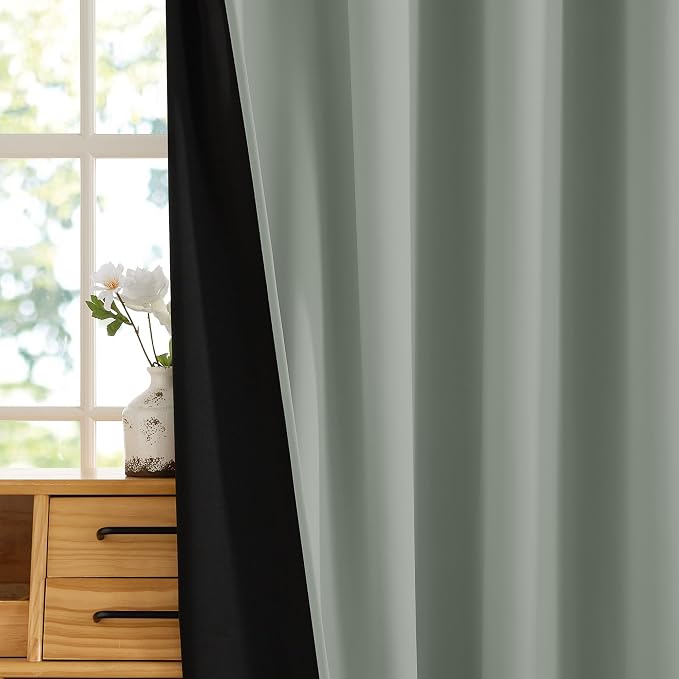 RYB HOME 100% Blackout Sage Green Curtains - Image 6