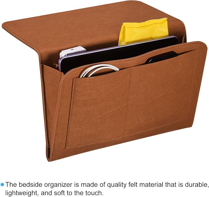 PATIKIL 13in Bedside Caddy, Bed Caddy Bedside Organizer Hanging 5 Pocket Soft - Image 4