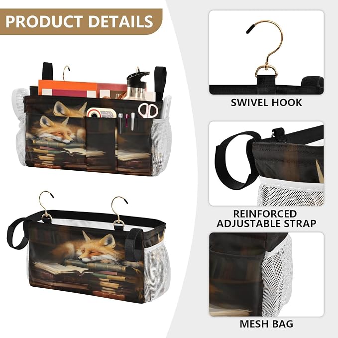 Fox Cartoon tag8 Bedside Caddy Storage Bag Bedside Organizer - Image 5