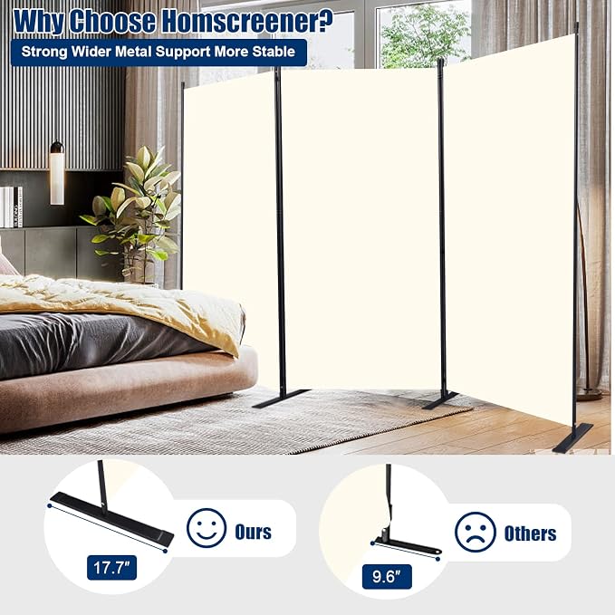 Room Divider 3 Panel-102''Wide, 6FT Room Dividers and Folding Privacy Screen | - Image 3