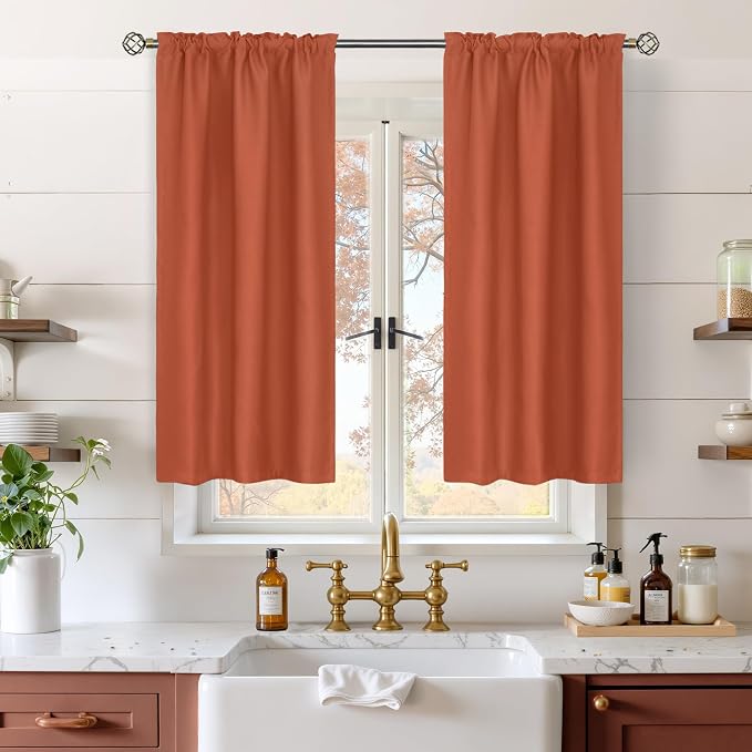 BGment Terracotta Blackout Curtains 40 Inches Long by BGment