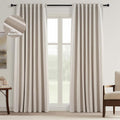 Topfinel Black Out Rustic 96 Inch Long Linen Curtains 2 Panel Set, Modern by Topfinel