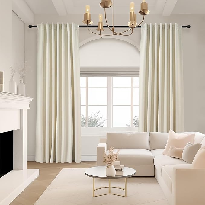 Topfinel Extra Long Total Blackout Linen Ceiling Curtains 108 Inches Long - Image 2