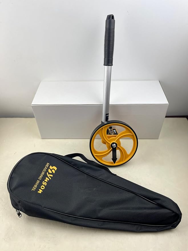 YS YUSON 6 Inch Measuring Wheel in Feet with Canvas Bag - Telescopic Folding Distance Roller Up to 10,000Ft, ±0.3% High Accuracy, Mechanical One-Key Reset for Construction, Landscaping & Surveying