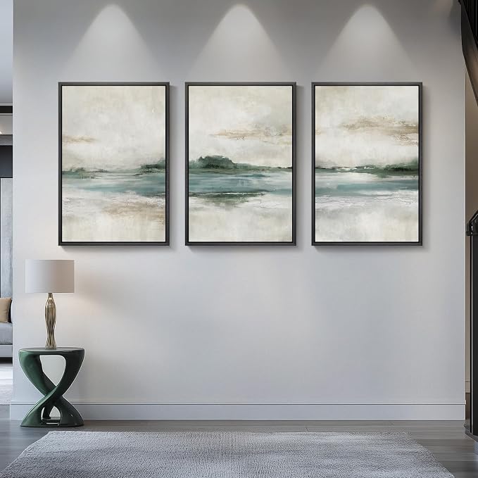 Large Framed Abstract Landscape Wall Art, 3 Piece Canvas Prints Paintings - Image 5