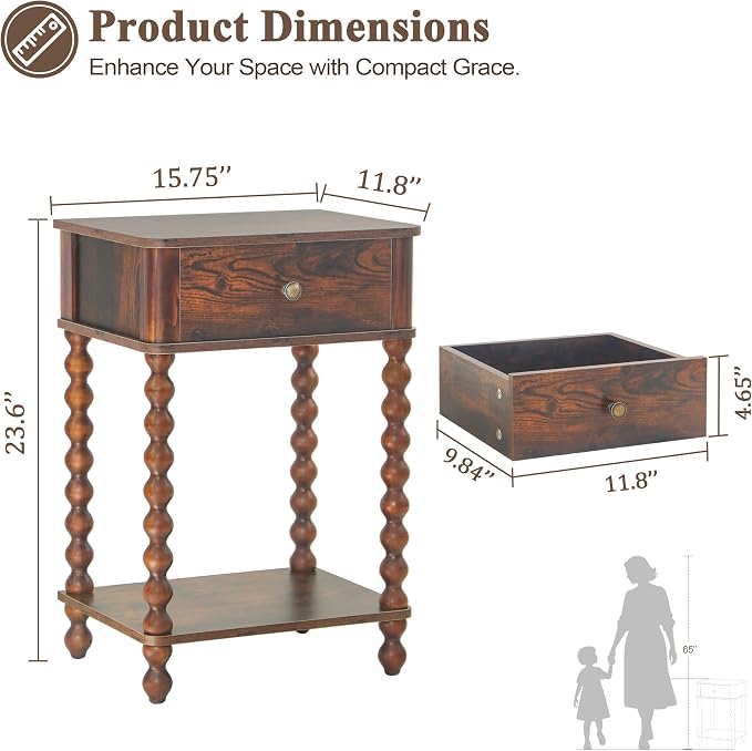 AWASEN Nightstand, Mid Century Modern Night Stand - Image 3