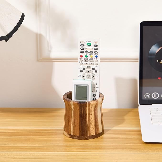 Acacia Wood Small Remote Control Holder, Organizer - Image 5