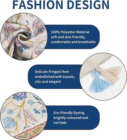 Scarf for Women Lightweight Soft Floral Leopard Printed Scarves Fall Winter Fashion Shawl Wrap with Fringe